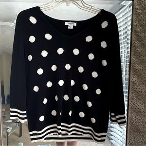 Hampshire Studio Women’s 3/4 Sleeve Polka Dot Cashmere Sweater